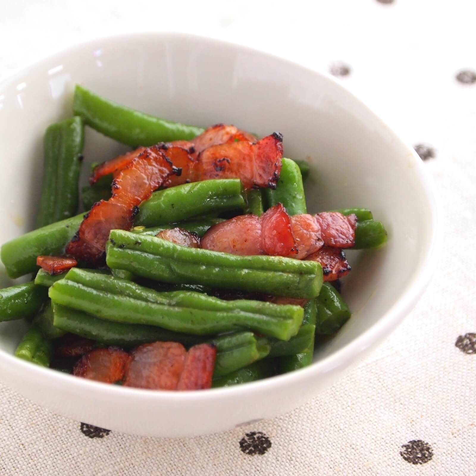 いんげんとカリカリベーコン炒め いんげんとカリカリベーコン炒め