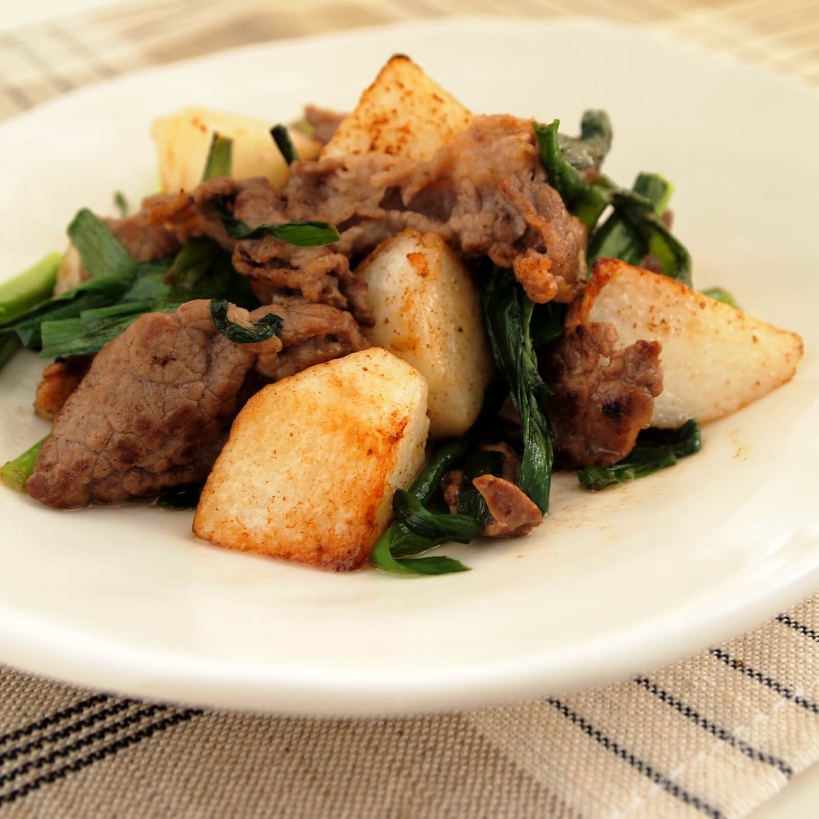 ながいもと牛肉の塩炒め ながいもと牛肉の塩炒め
