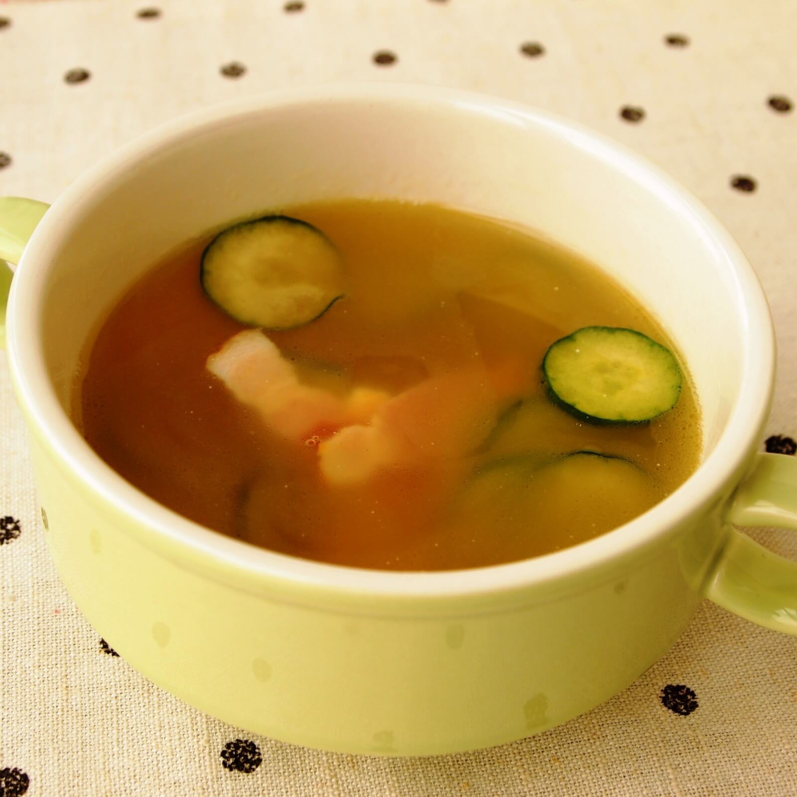 きゅうりのヘルシースープ 時短レシピ イエコックの宅配カット野菜を使って 素早くおいしく Iecook