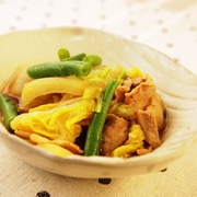 はくさい・いんげんと豚バラのうま煮